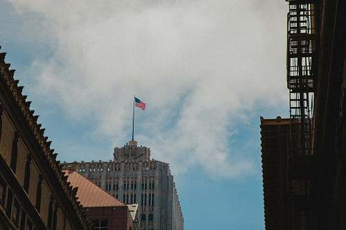 symbol USA flag on white building city